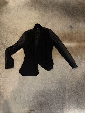 Shinestar Black Open-Front Jacket with Faux Leather Sleeves